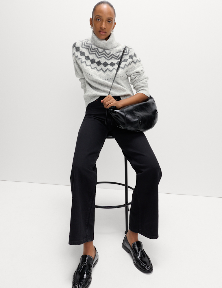 Fair Isle Roll Neck Jumper with Wool