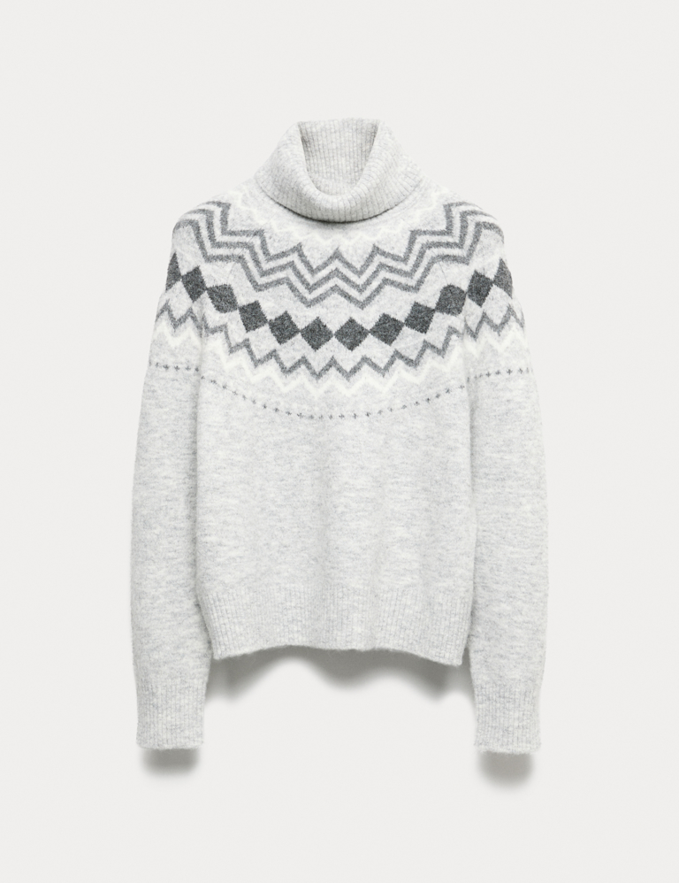 Fair Isle Roll Neck Jumper with Wool