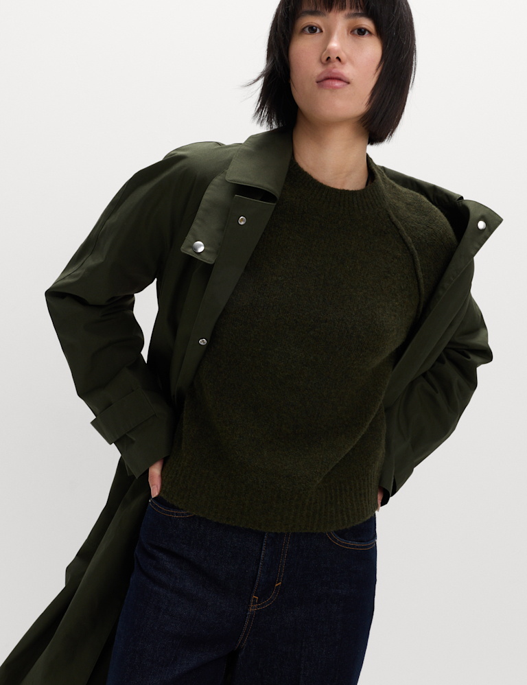 Textured Crew Neck Jumper with Wool Textured Crew Neck Jumper with Wool