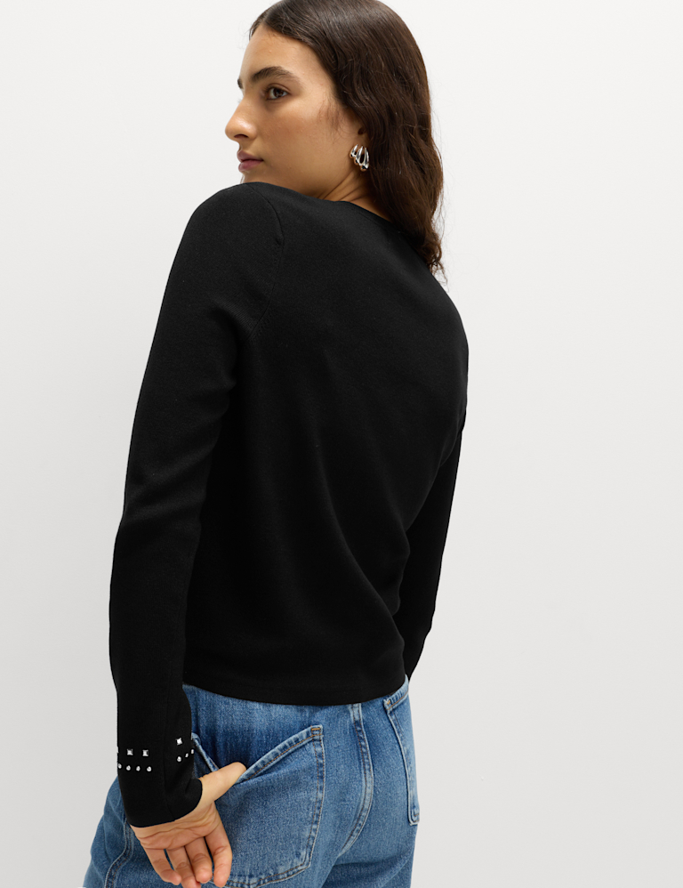 Stud Embellished Crew Neck Jumper