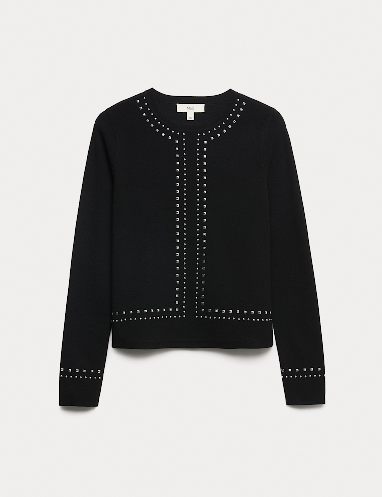 Stud Embellished Crew Neck Jumper