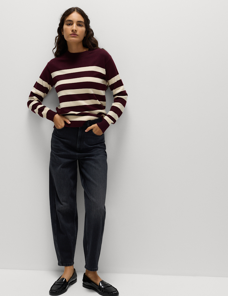 Air-Yarn Striped Crew Jumper