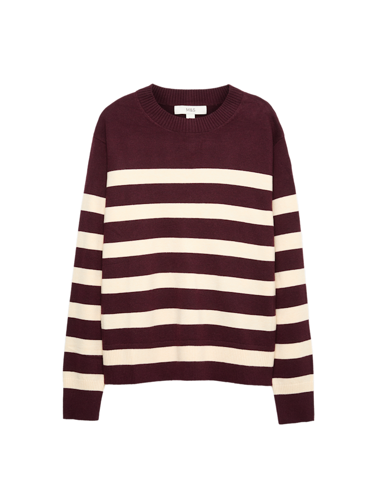 Air-Yarn Striped Crew Jumper