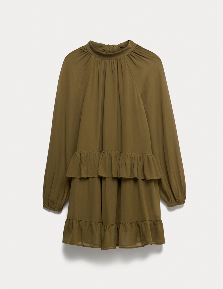 Georgette Ruffle Mini Tiered Relaxed Dress