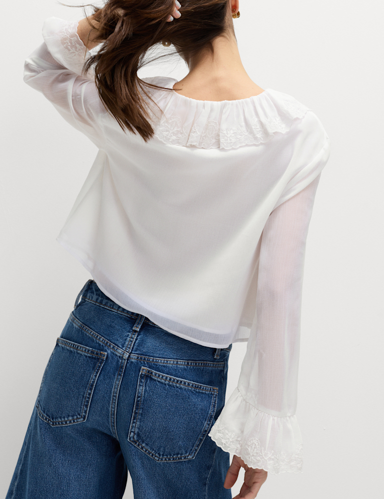 Broderie Frill Detail Blouse