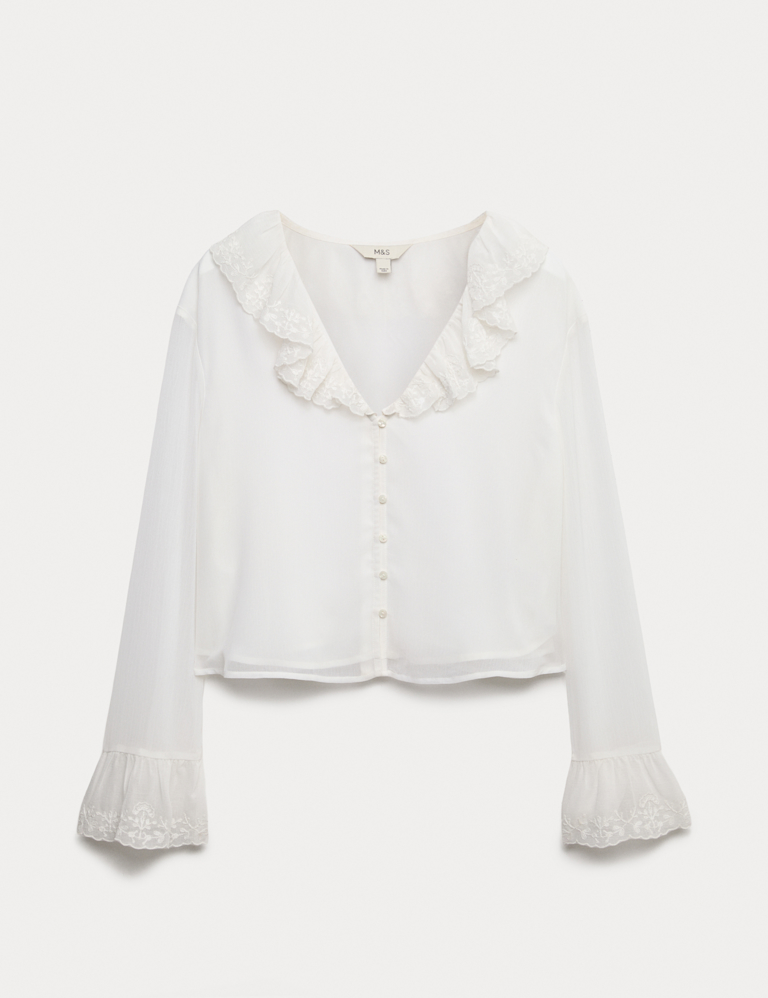 Broderie Frill Detail Blouse