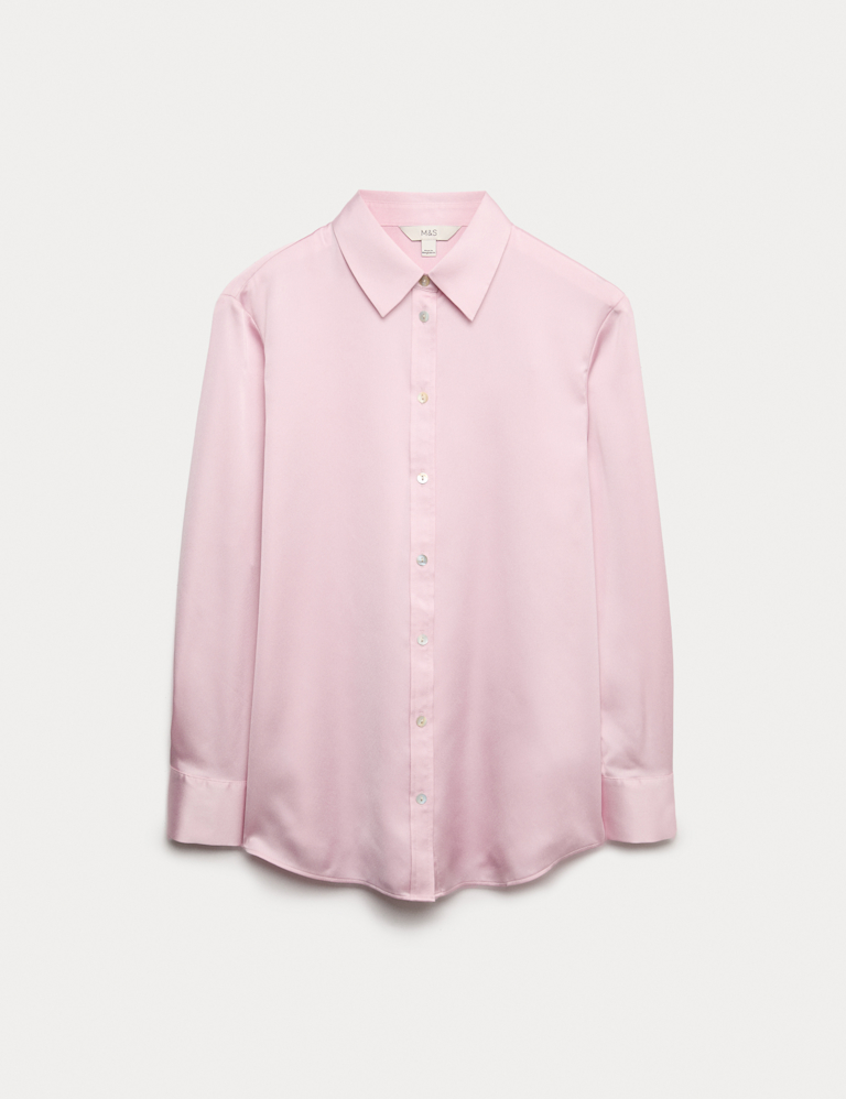 Satin Collared Button Through Shirt