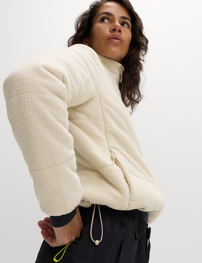 Textured Funnel Neck Puffer Jacket