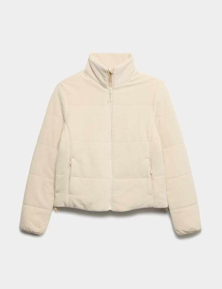 Textured Funnel Neck Puffer Jacket