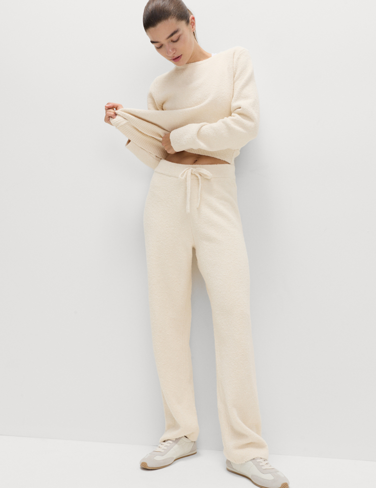 Super Soft Boucle High Waisted Wide Leg Joggers