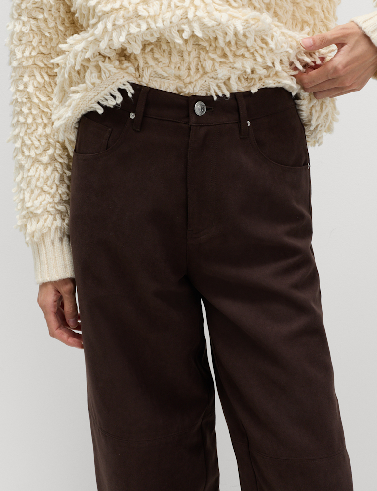 Faux Suede Wide Leg Trousers