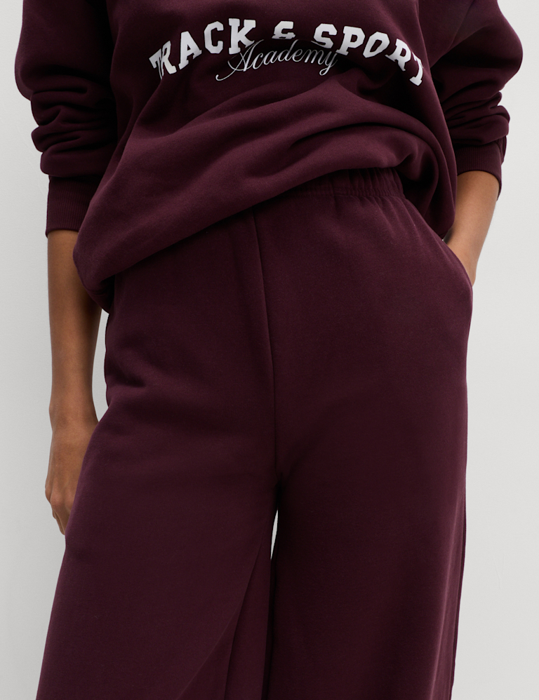 Cotton Rich Drawstring Wide Leg Joggers