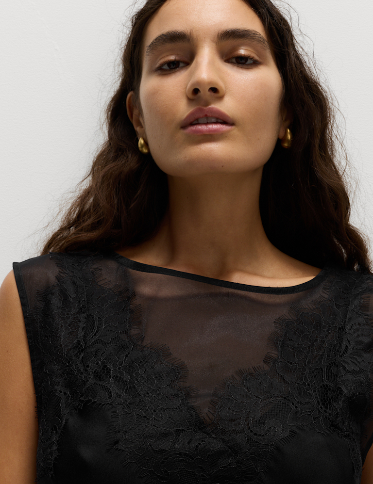 Satin Lace Midaxi Slip Dress