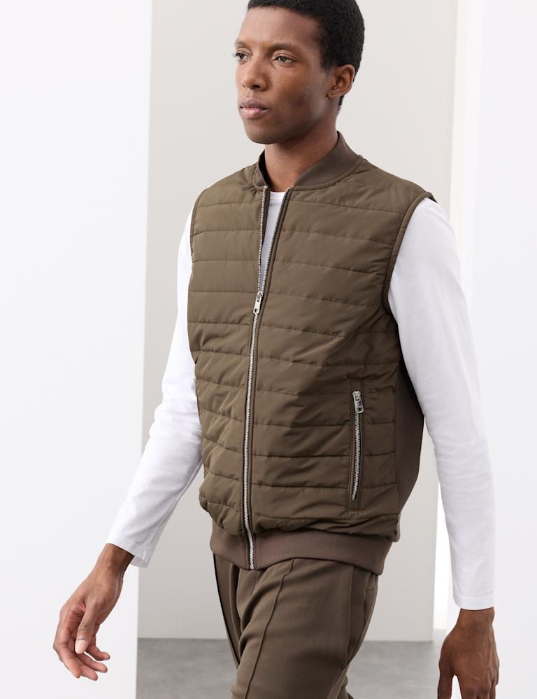 Cotton Rich Zip Up Quilted Gilet with Stormwear™