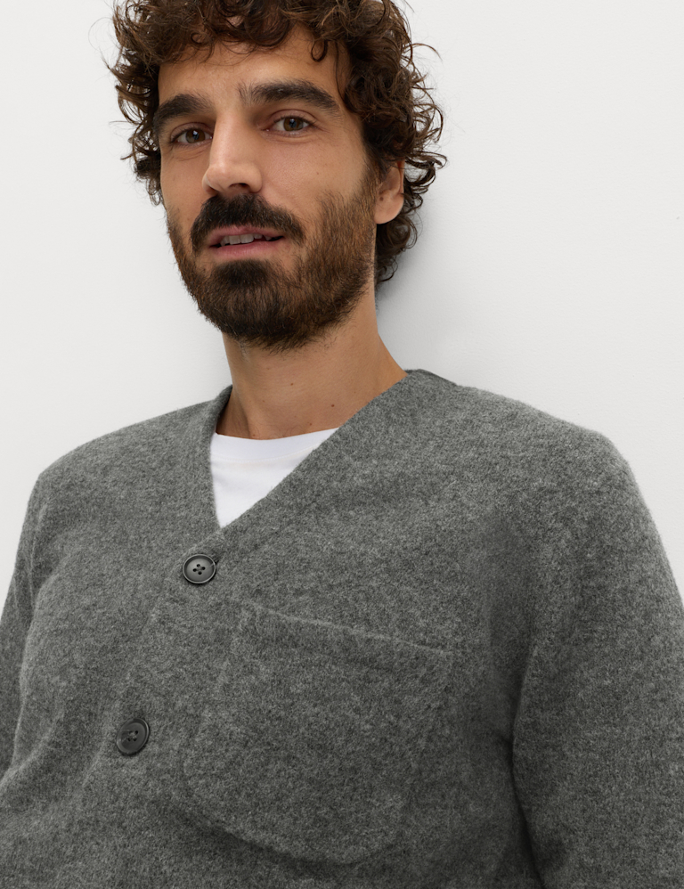 Utility Pocket Knitted Cardigan with Wool