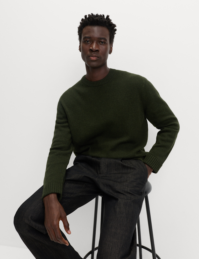 Lambswool Blend Chunky Crew Neck Jumper