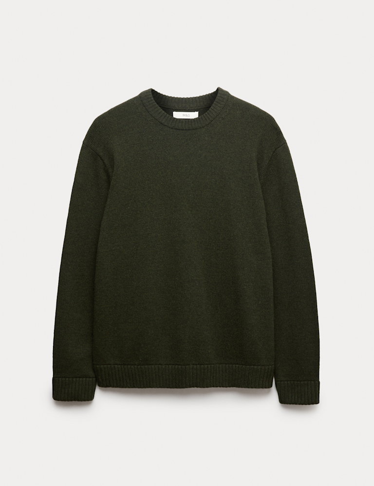 Lambswool Blend Chunky Crew Neck Jumper
