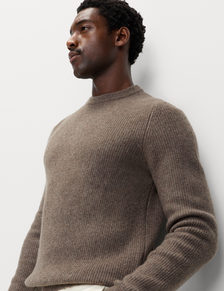 Supersoft Ribbed Crew Neck Jumper with Wool