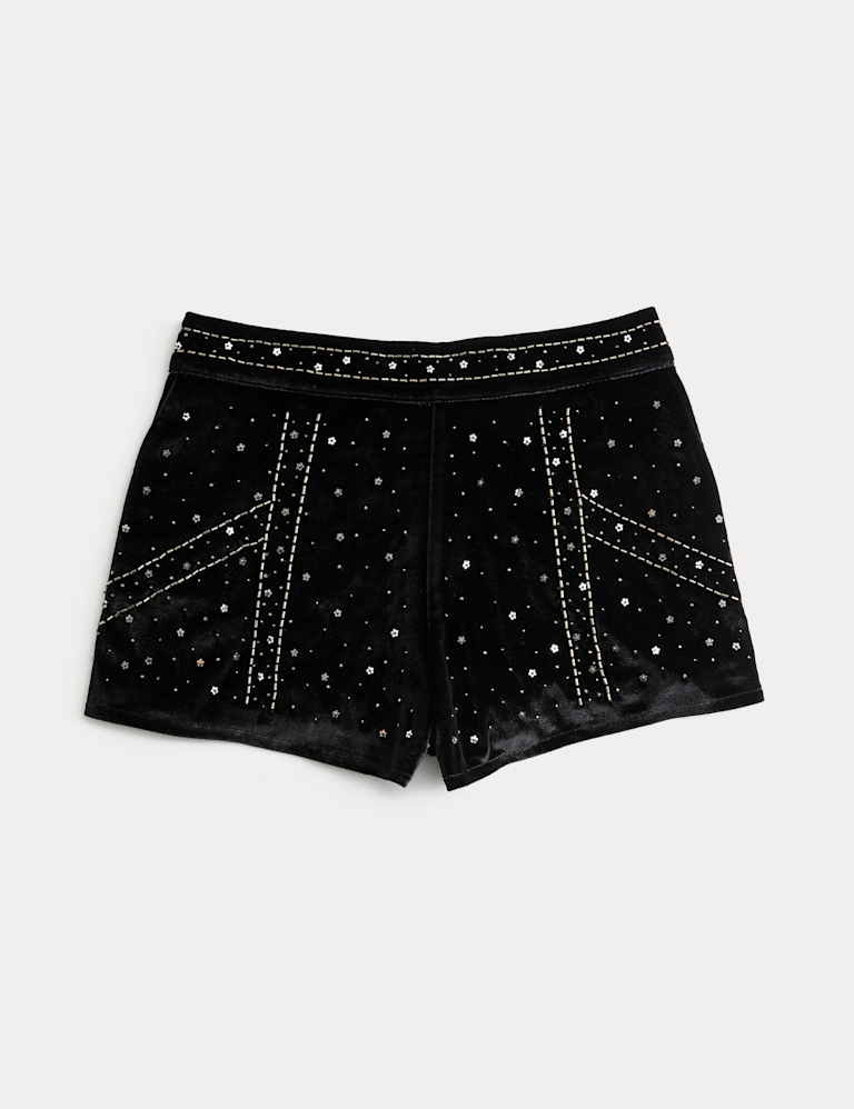 Velvet Beaded Shorts (6-16 Yrs)