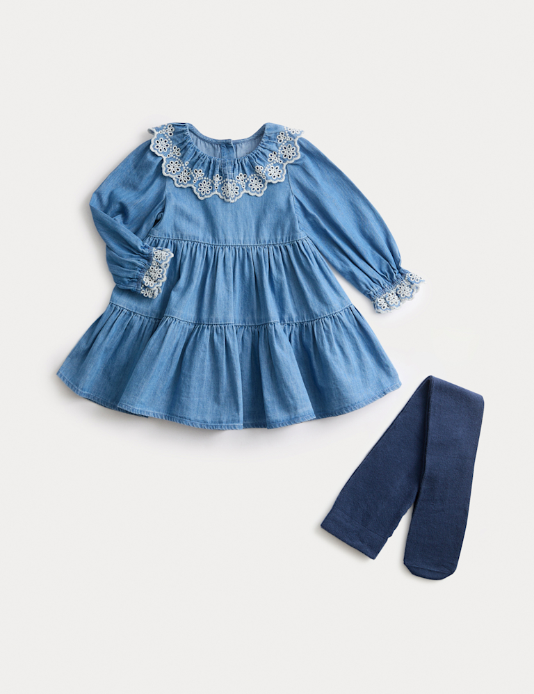 2pc Denim Dress with Tights (0-3 Yrs)