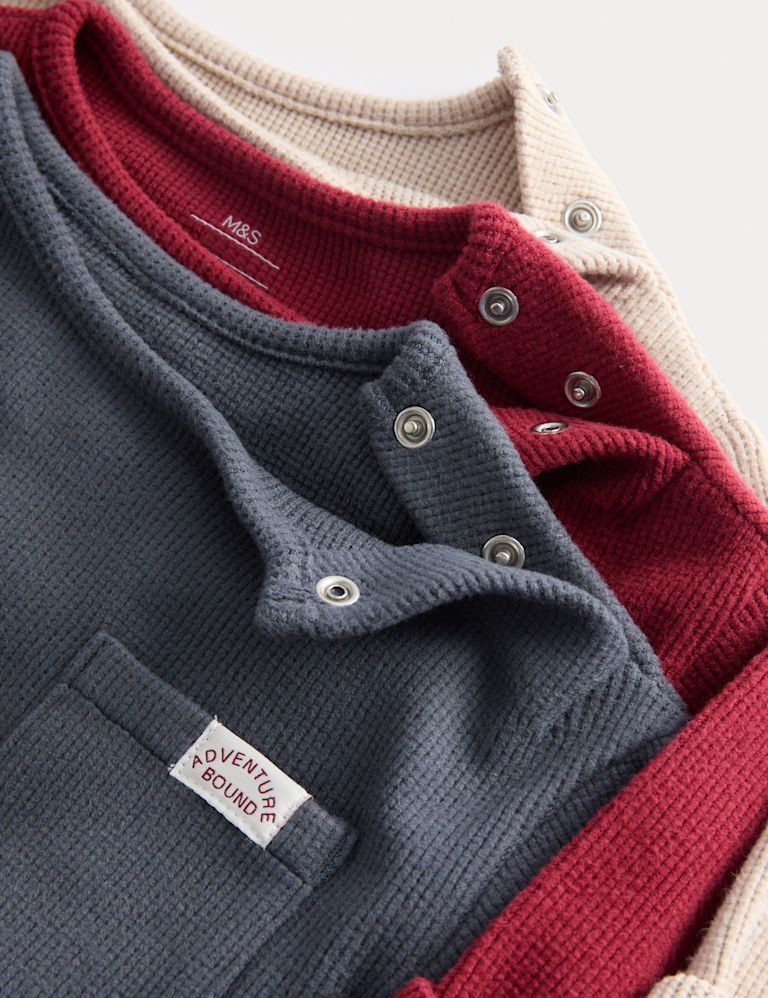 3pk Brushed Waffle Long Sleeve Tops (0-3 Yrs)