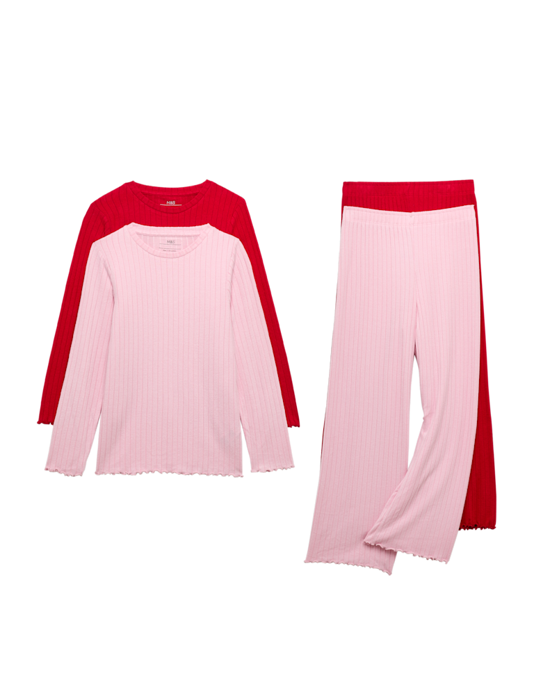 2pk Cosy Ribbed Pyjama Sets (1-16 Yrs)