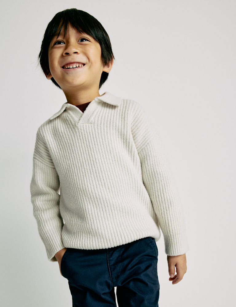 Cotton Blend Knitted Collared Jumper (2-8 Yrs)