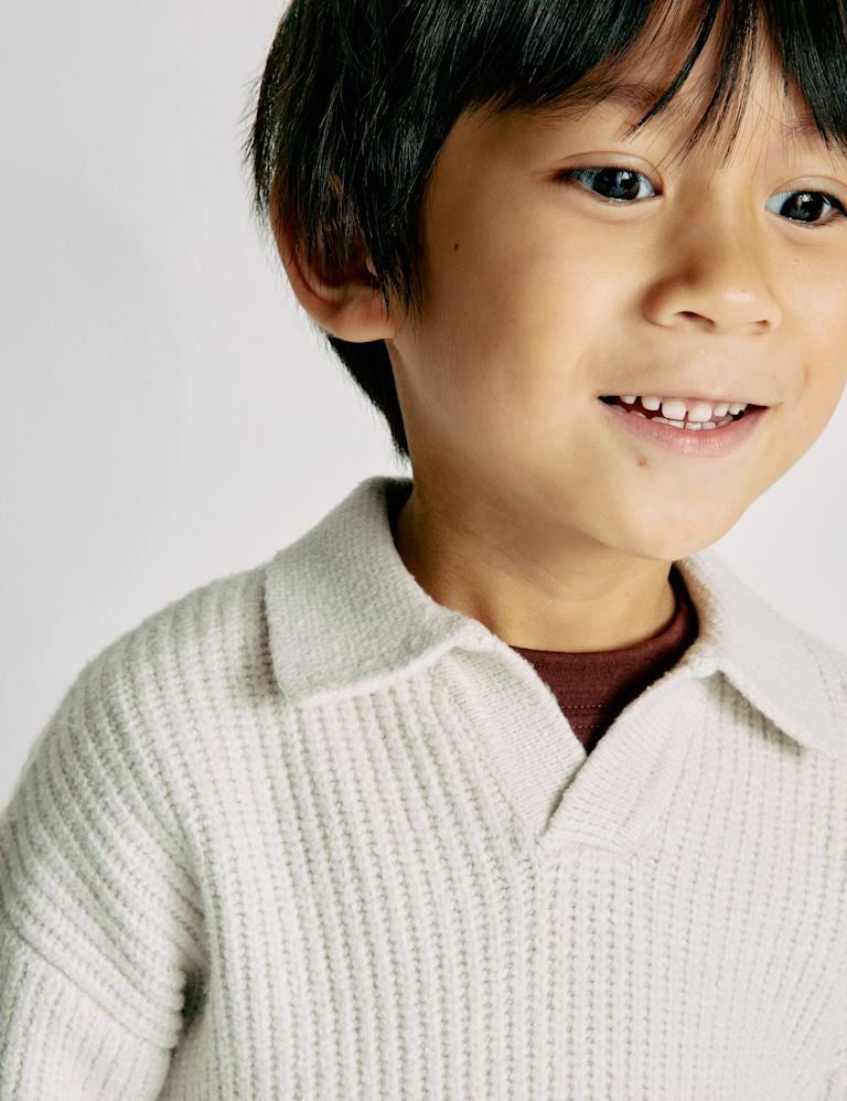 Cotton Blend Knitted Collared Jumper (2-8 Yrs)