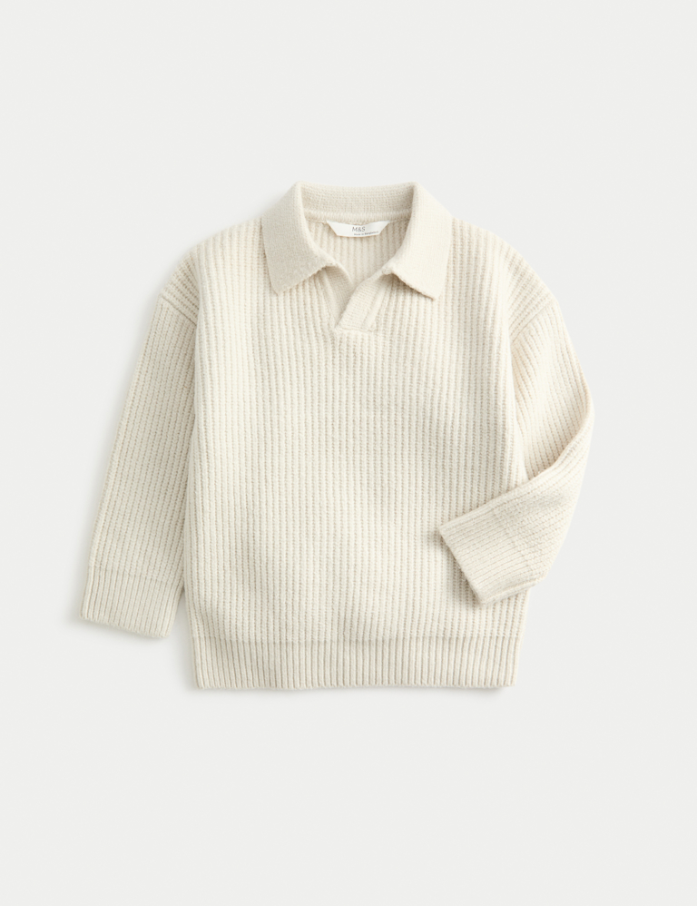 Cotton Blend Knitted Collared Jumper (2-8 Yrs)