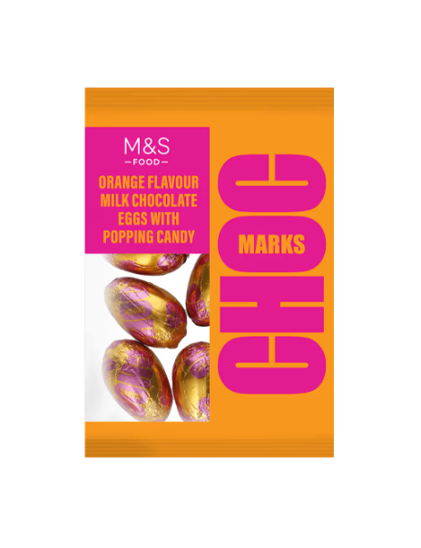 Choc Marks Orange Flavour Milk Chocolate Eggs with Popping Candy