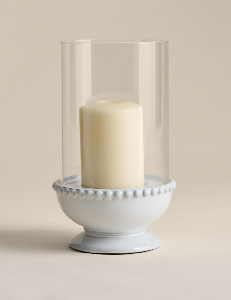 Bead Ceramic Hurricane Candle Holder