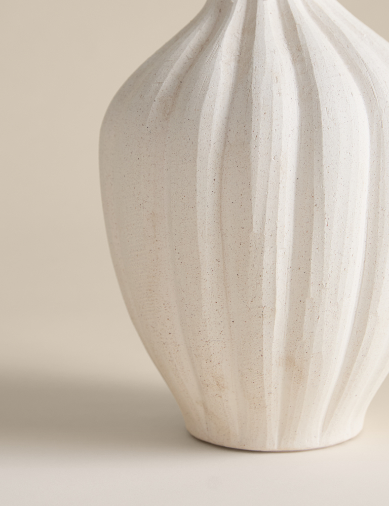 Large Fluted Neck Ceramic Vase
