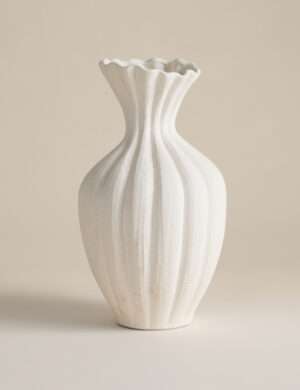 Large Fluted Neck Ceramic Vase