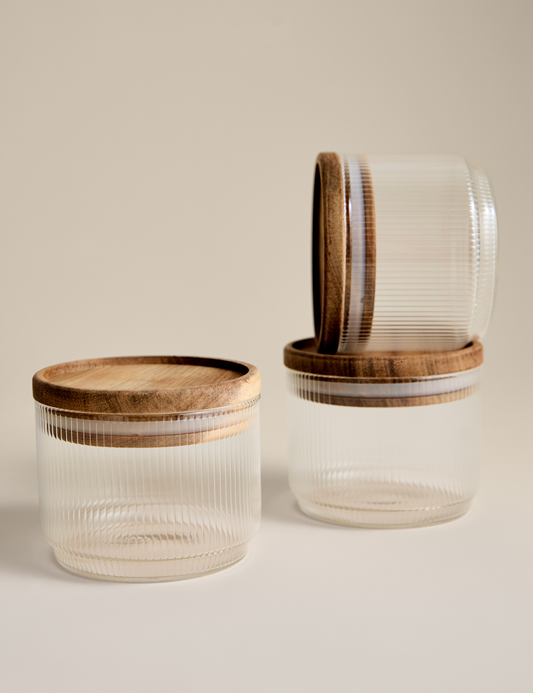 Set of 3 Small Stacking Glass Storage Jars