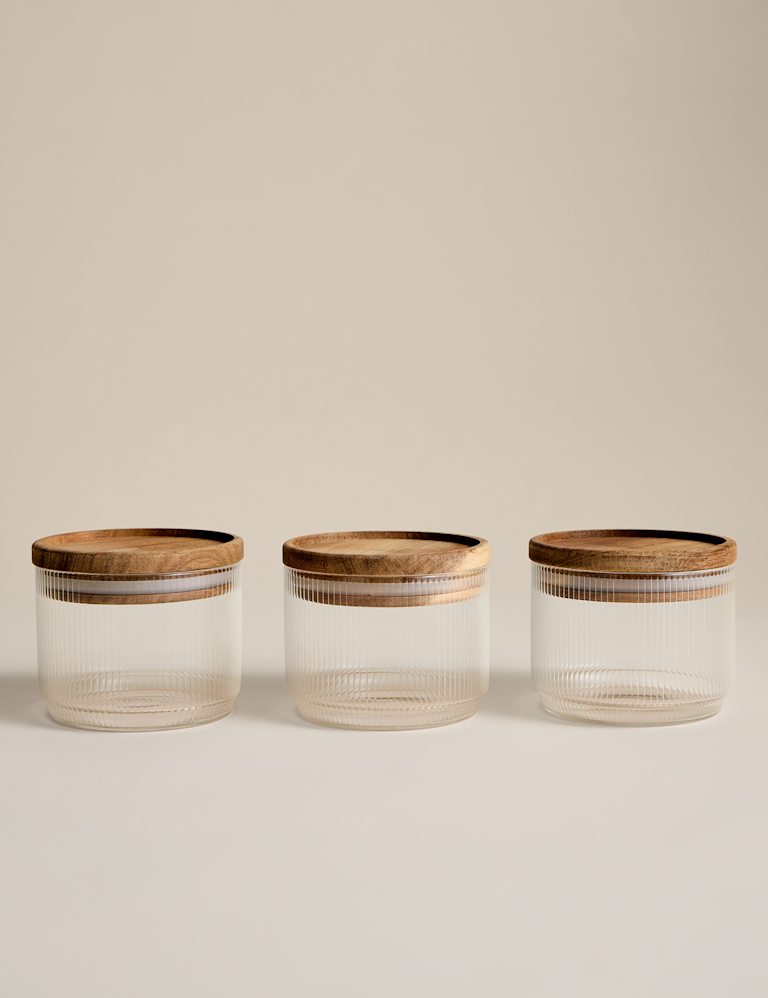 Set of 3 Small Stacking Glass Storage Jars