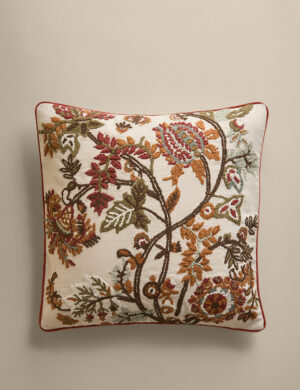 Pure Cotton Floral Embroidered Cushion