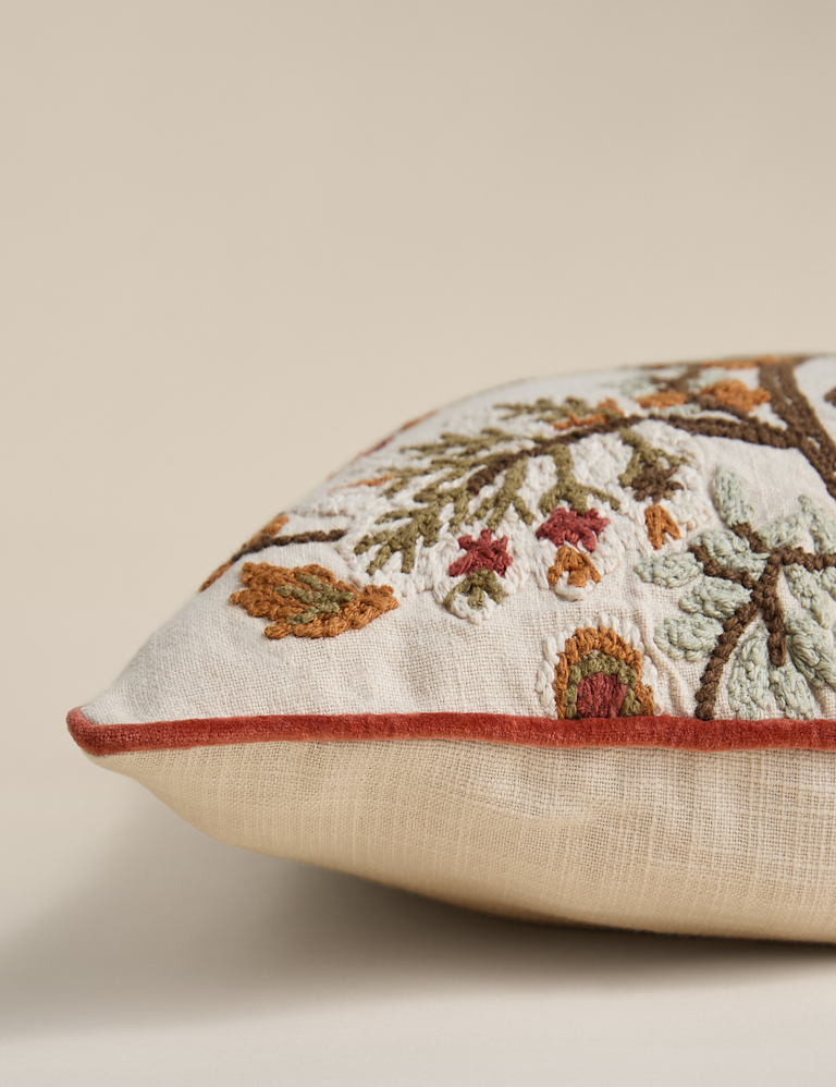 Pure Cotton Floral Embroidered Cushion