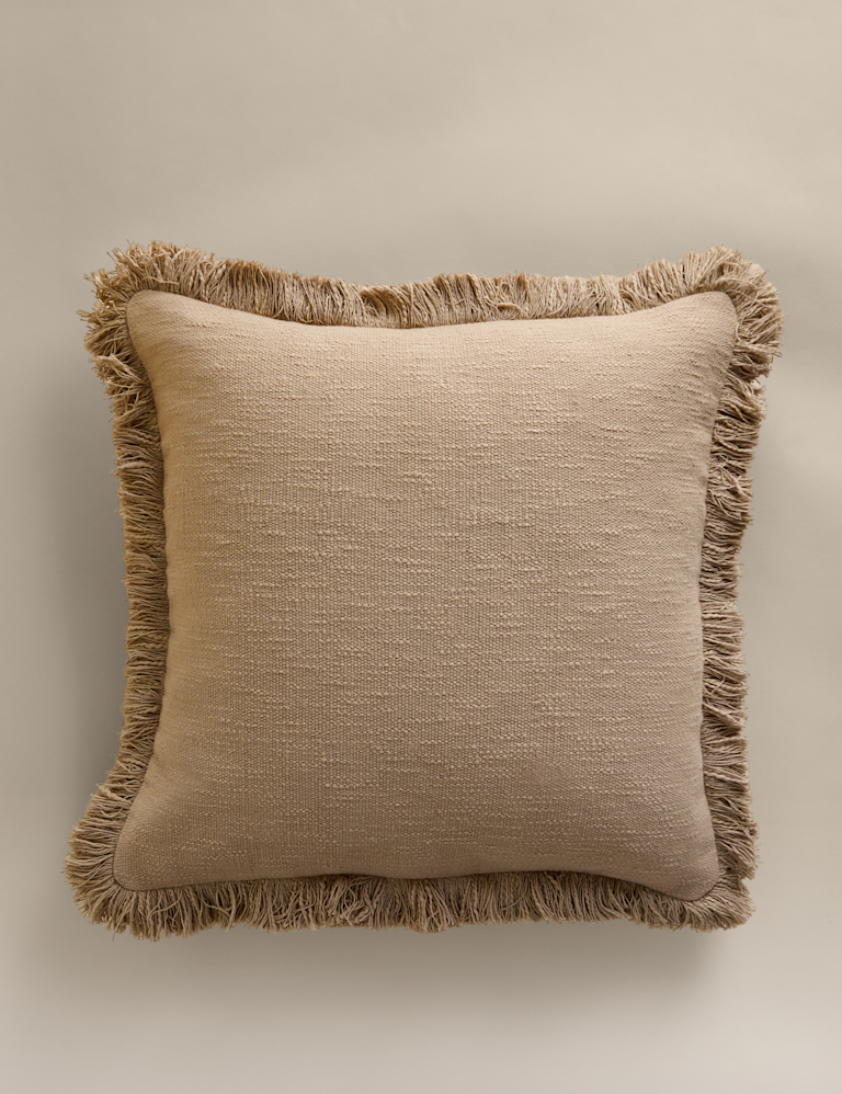 Pure Cotton Textured Fringe Cushion