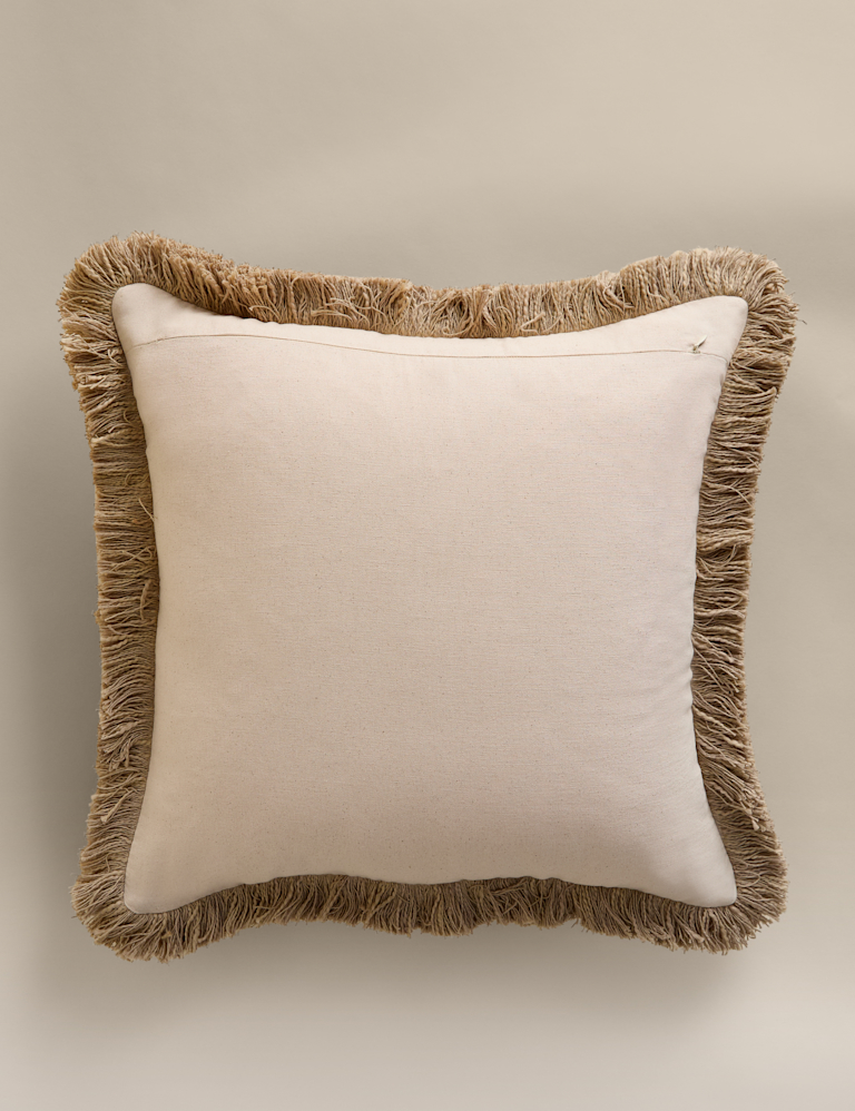 Pure Cotton Textured Fringe Cushion