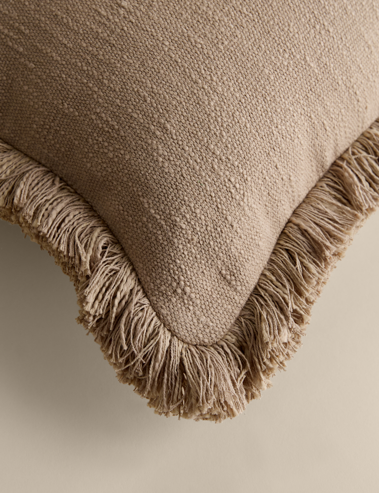 Pure Cotton Textured Fringe Cushion
