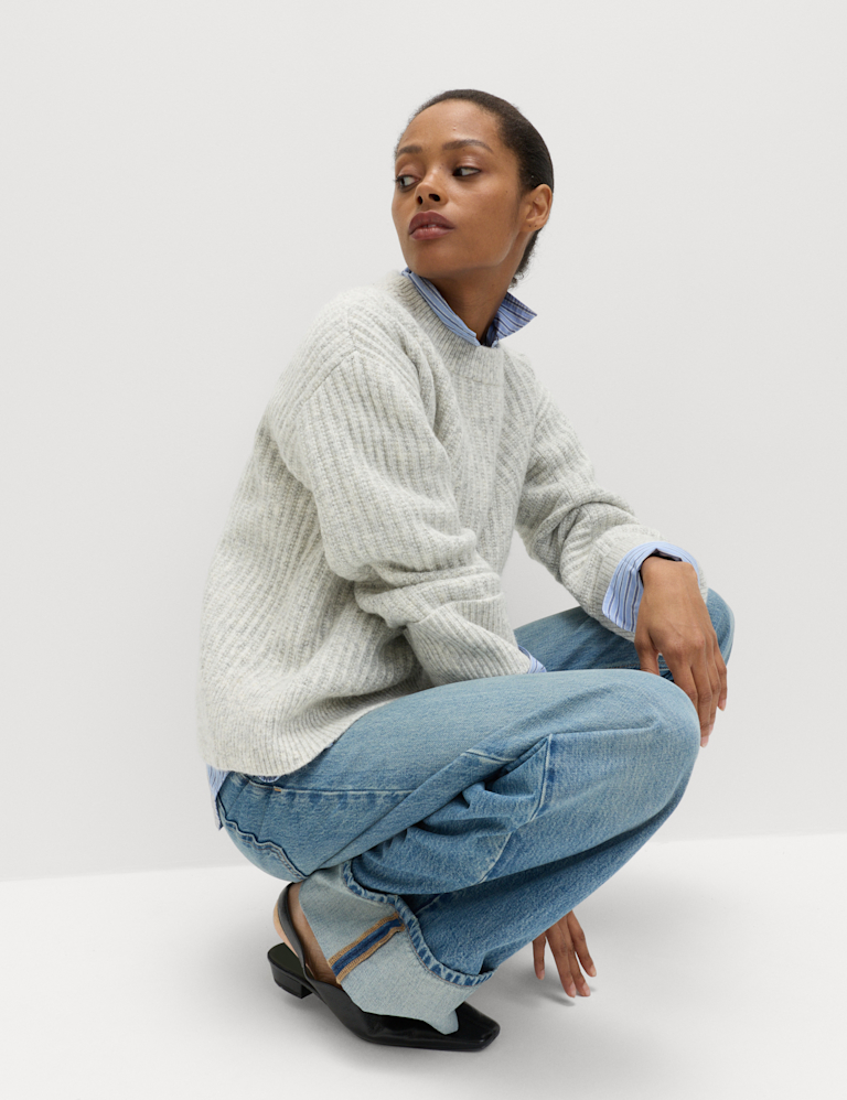 Ribbed Relaxed Jumper with Alpaca