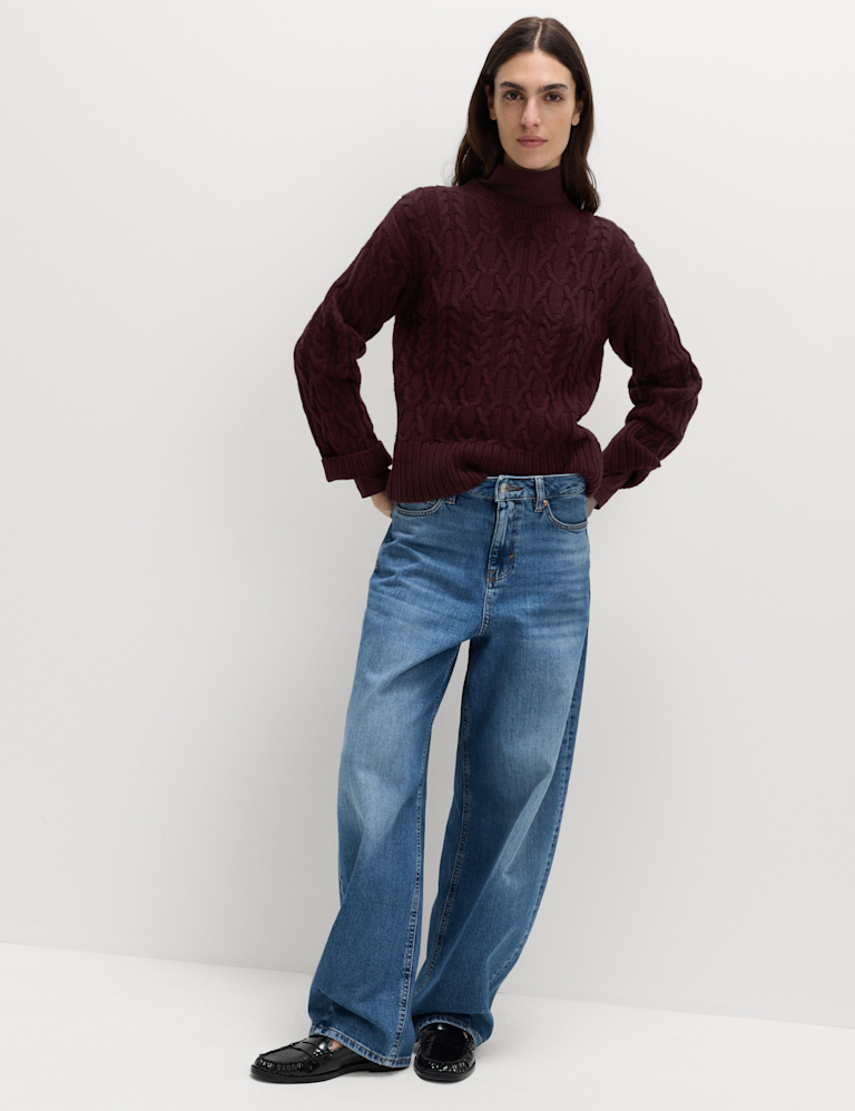 Wool Blend Textured Crew Neck Jumper