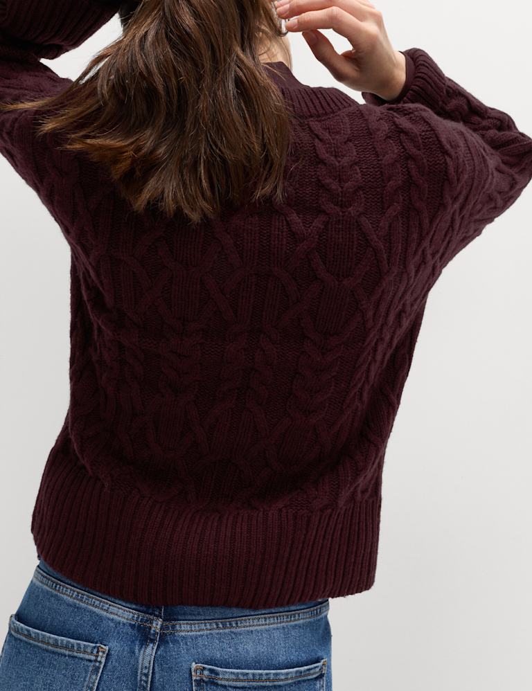 Wool Blend Textured Crew Neck Jumper