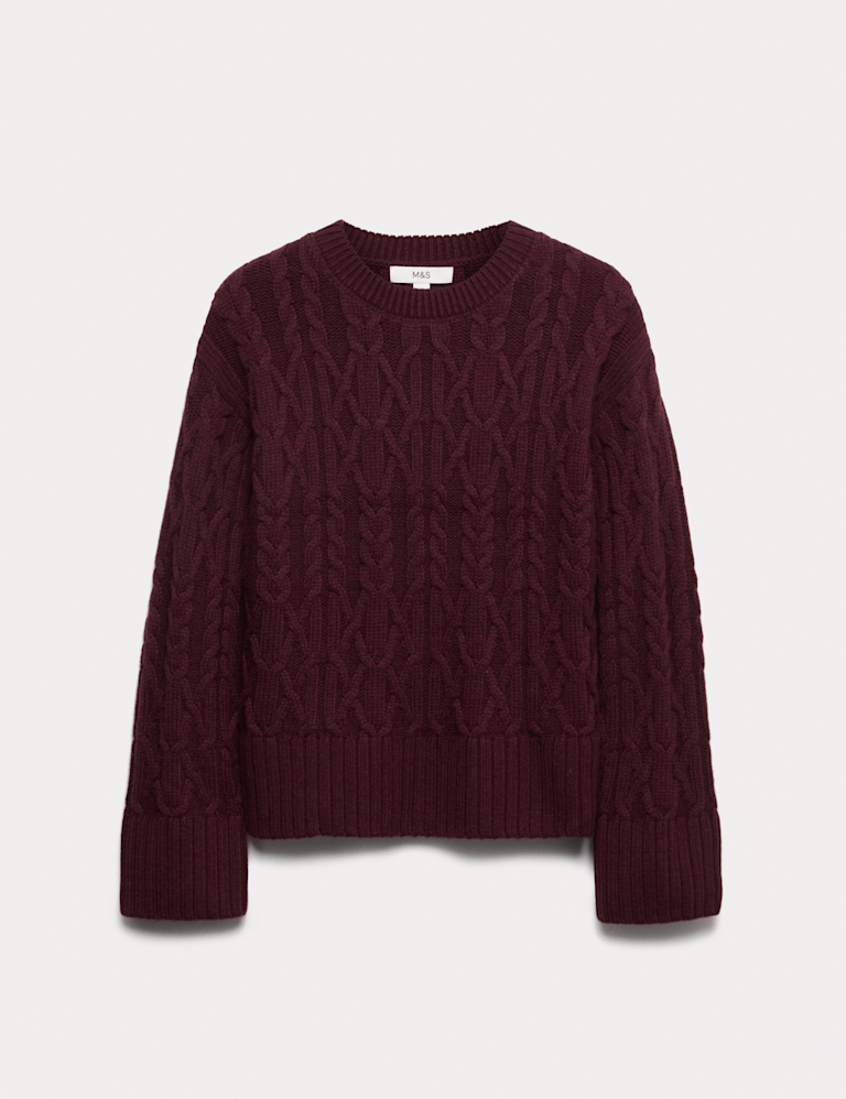 Wool Blend Textured Crew Neck Jumper
