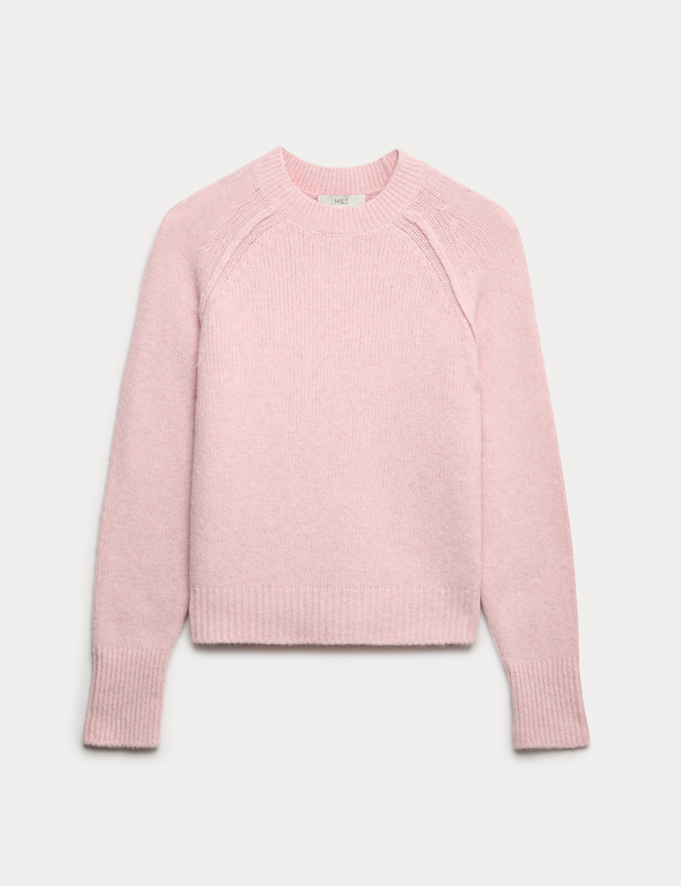Textured Crew Neck Jumper with Wool