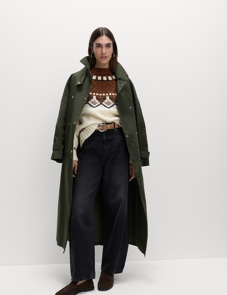 Fair Isle Cable Knit Crew Neck Jumper