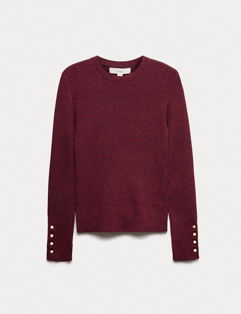 Sparkly Ribbed Button Detail Jumper