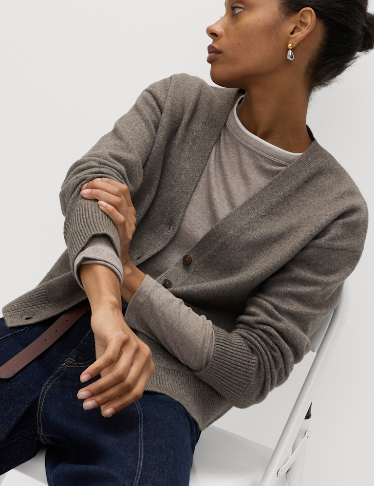 Air-Yarn V-Neck Button Through Cardigan