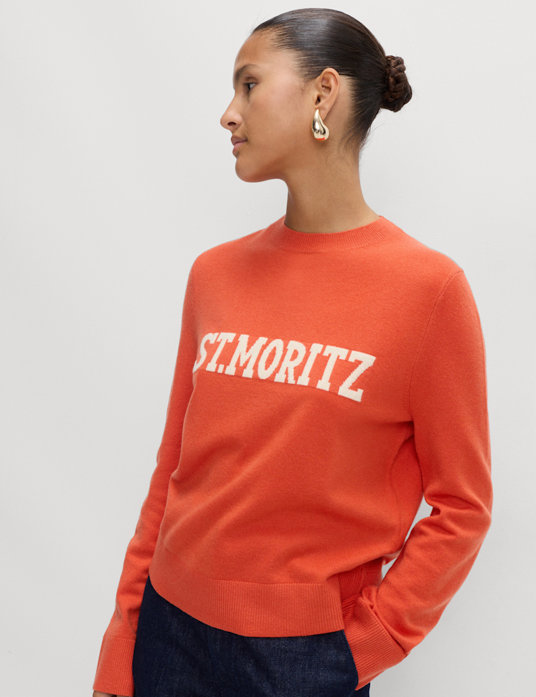 Air-Yarn Slogan Crew Neck Jumper