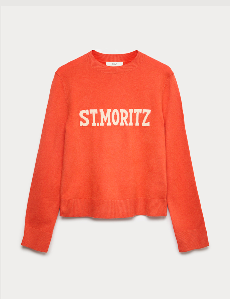 Air-Yarn Slogan Crew Neck Jumper